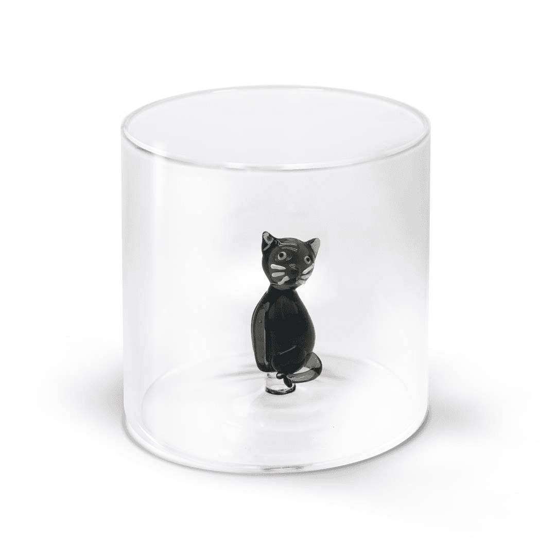 Gobelet en verre chat noir - WD