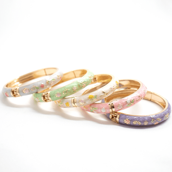 Bracelet enfant jardin vert/petites fleurs rose