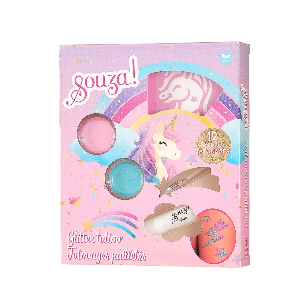 Coffret de tatouages pailletés Licorne