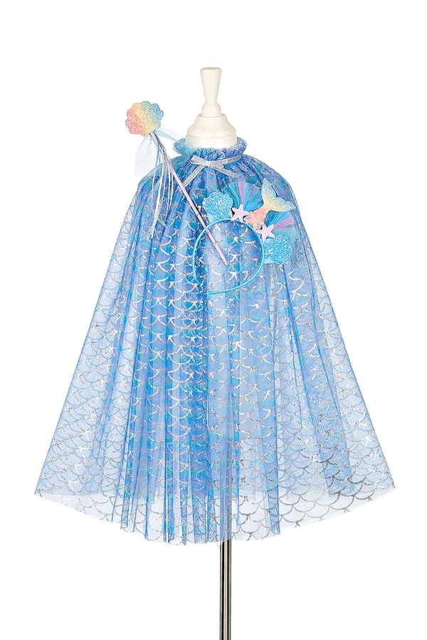 Ensemble cape sirène Marlya, diadème et baguette 5-7 ans