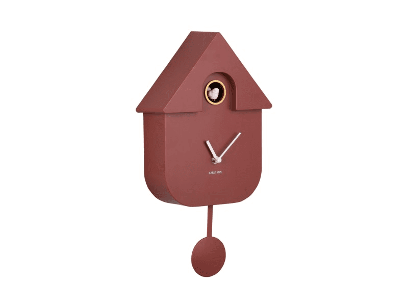 Horloge murale Modern Cuckoo - rouge ocre