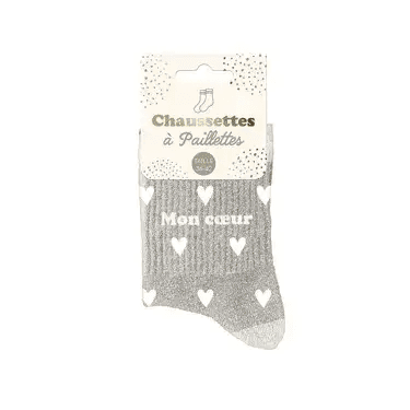 Chaussettes à paillettes coeur | Mon coeur