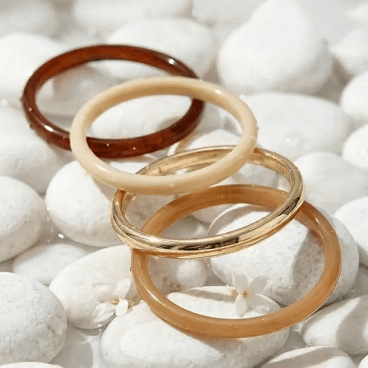 Lot de 4 Bracelets Résine Colorés – Style Soleil d’Été