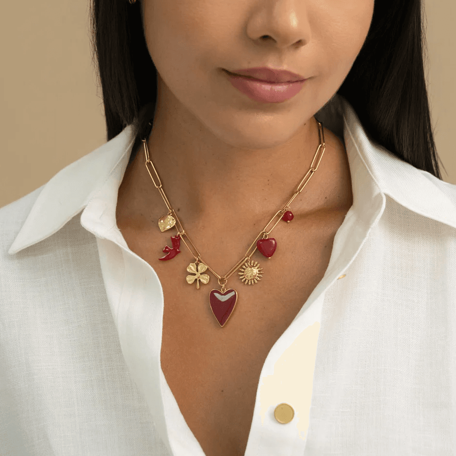 Collier - charms rouges