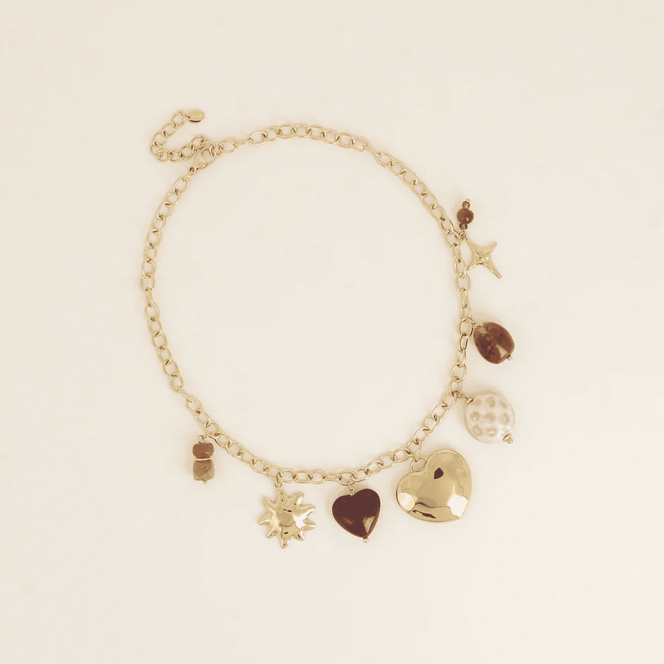 Collier à charms Mystra - marron