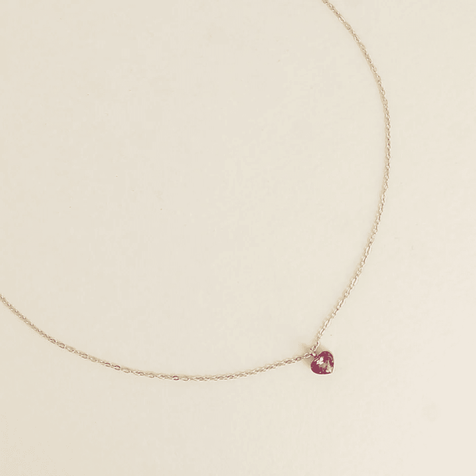Collier - petit pendentif coeur en cristal Swarovski® - rose