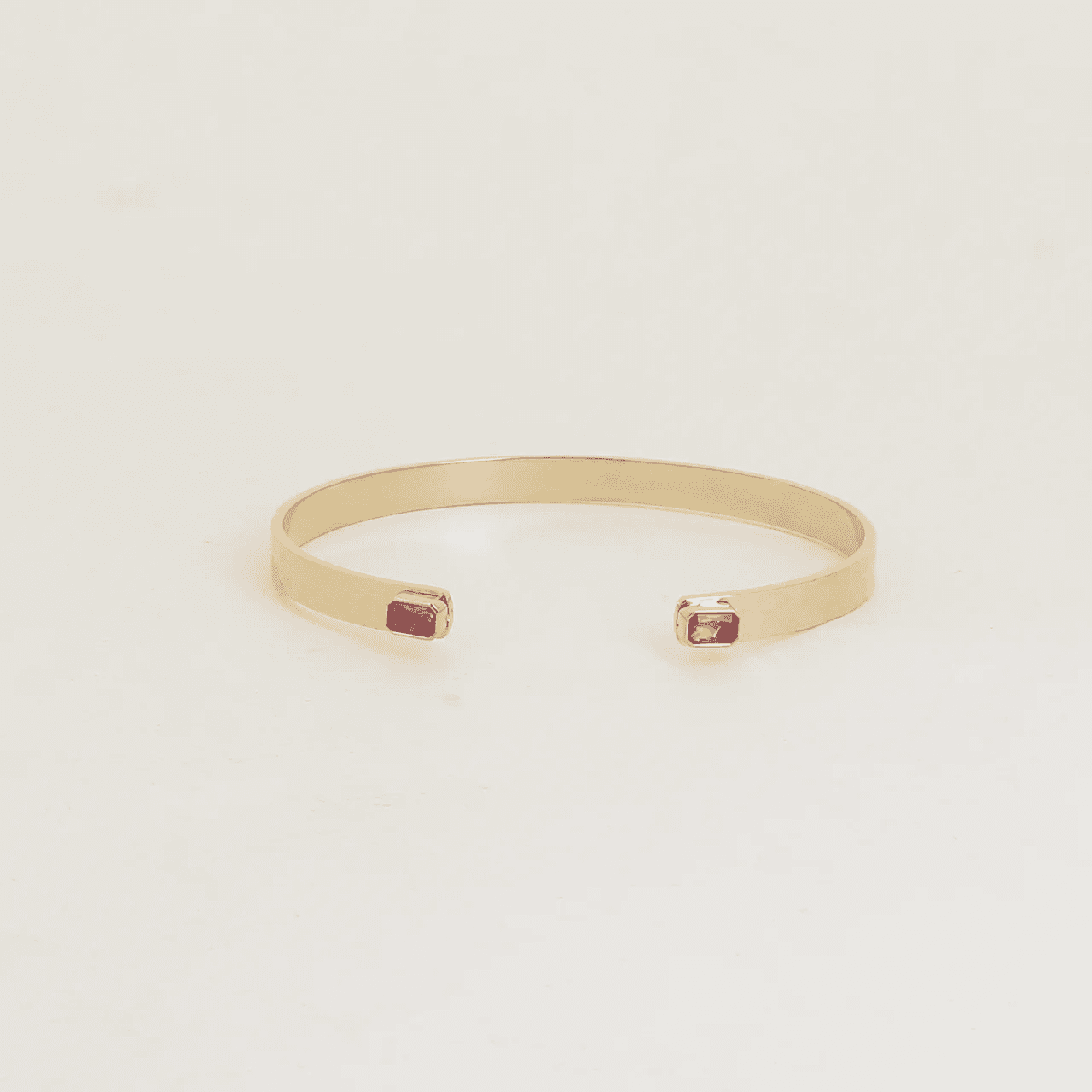 Jonc - anneau martelé et deux cristaux rectangulaires - rose